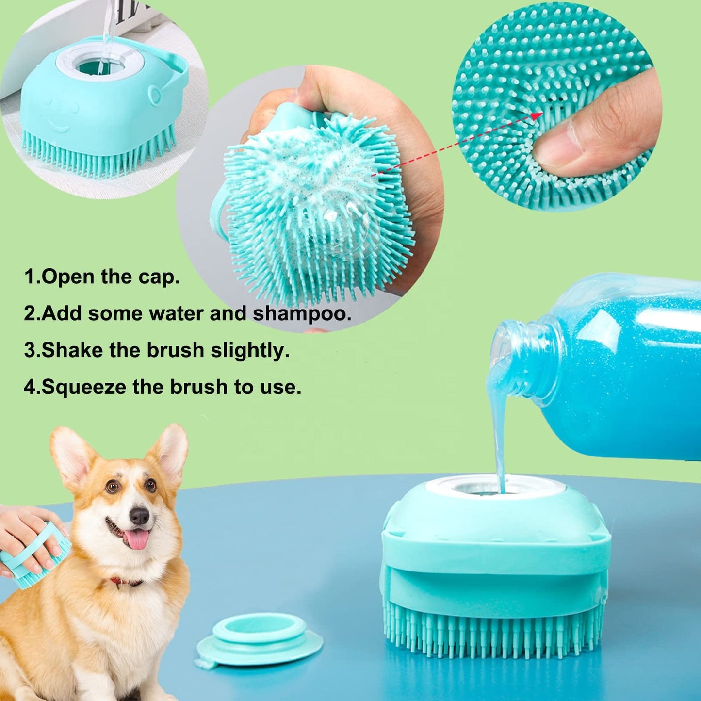 Soft Silicone Dog Shower Brush – Bath, Grooming & Hair Cleaner
