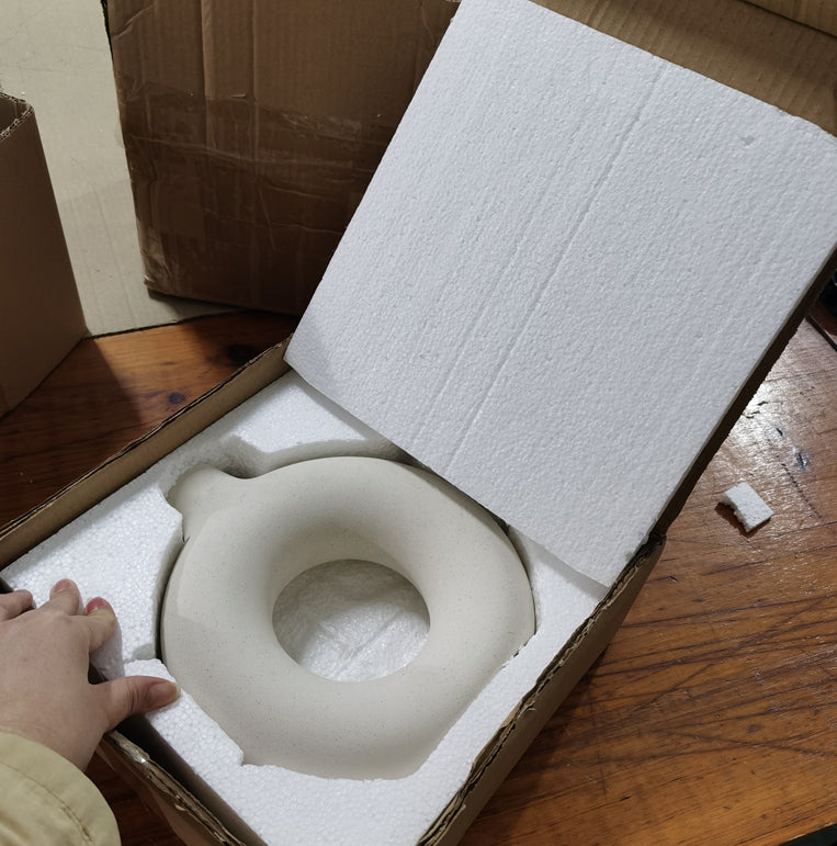 Unique White Ceramic Donut Urn – Handmade Vase for Nordic Home Decor