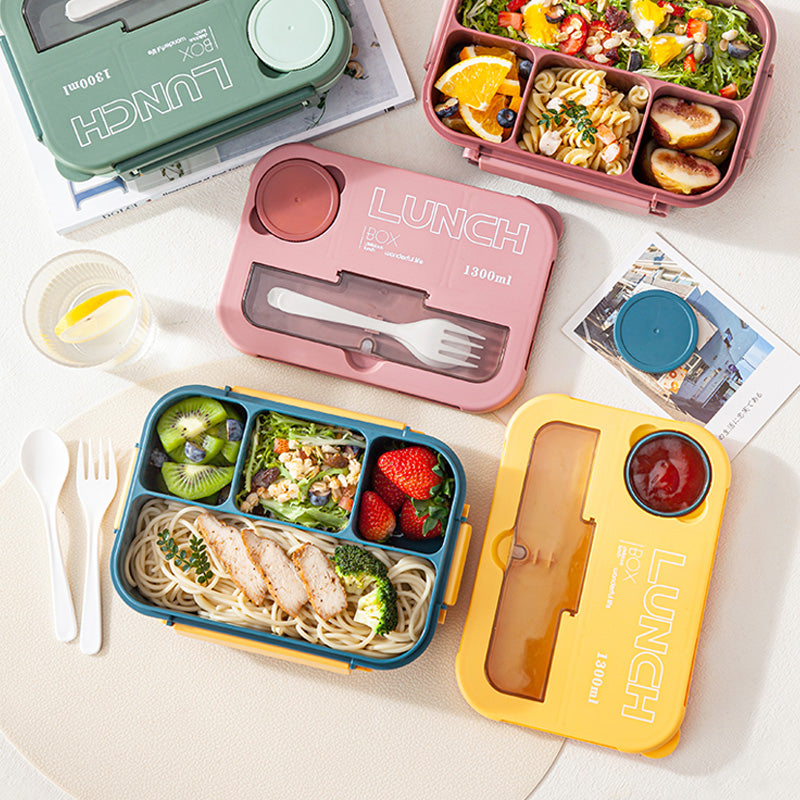 All-in-One Thermal Lunch Box Set for Kids Bento Style with Carry Bag