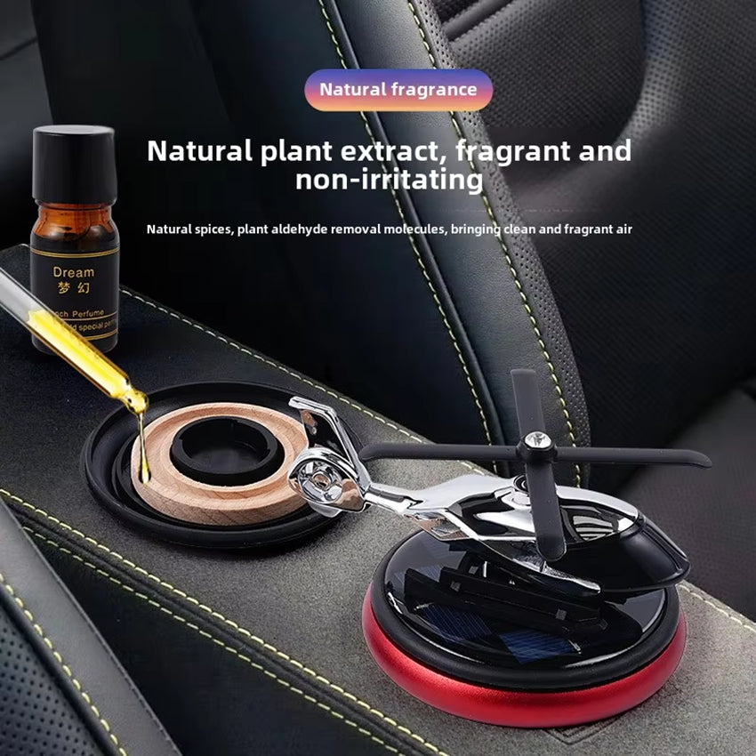 Stylish Solar Car Air Freshener – TRANRICH Rotating Helicopter Diffuser with Essential Oils