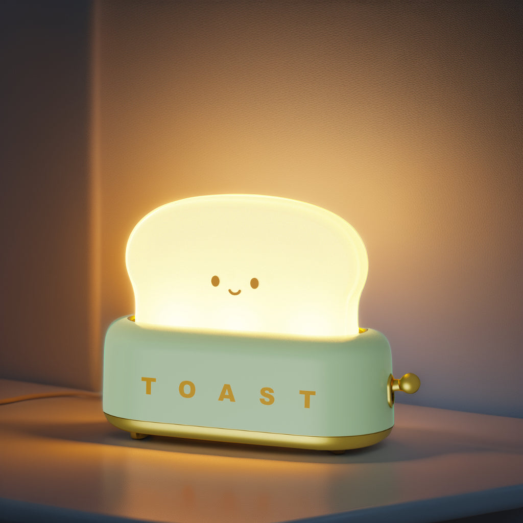 Modern Toaster LED Night Lamp Soft Glow Light with Timer, Dimmable Brightness & Unique Design