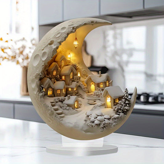Mini Snow House with Magical Moon Light – Winter Table Decoration