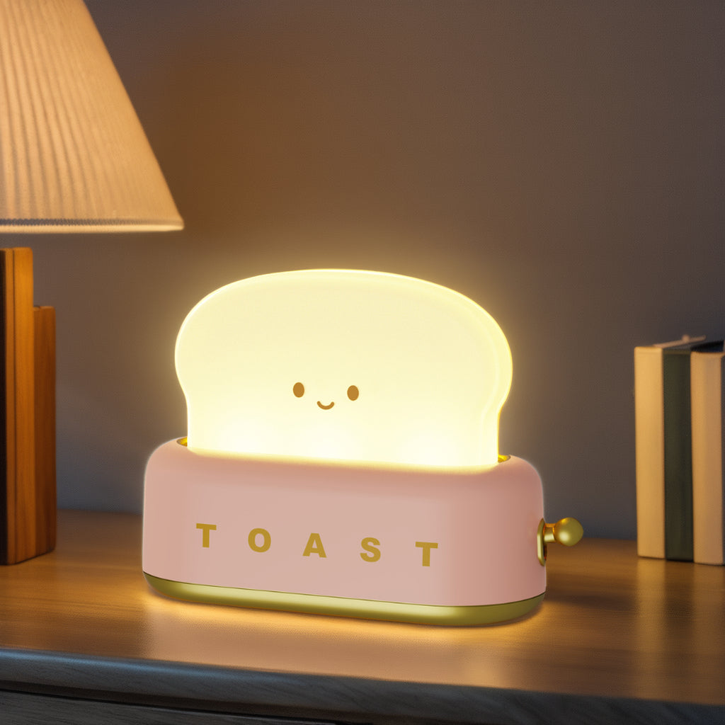 Modern Toaster LED Night Lamp Soft Glow Light with Timer, Dimmable Brightness & Unique Design
