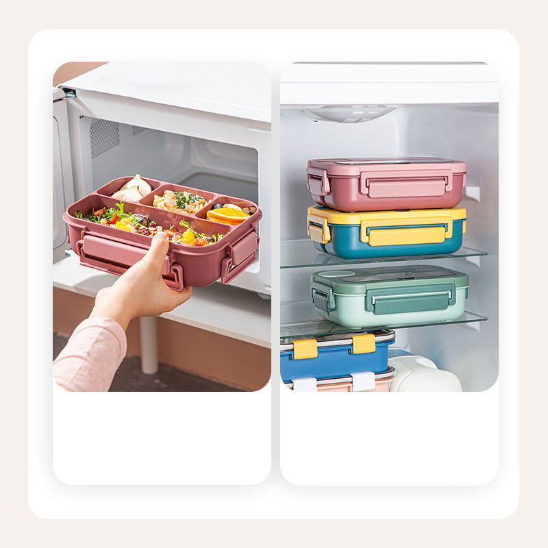 All-in-One Thermal Lunch Box Set for Kids Bento Style with Carry Bag