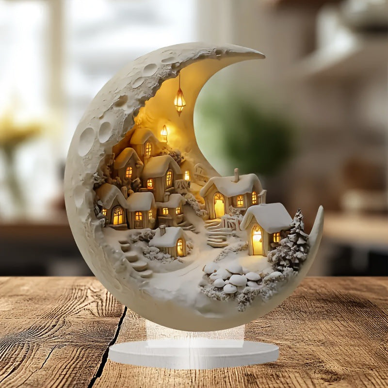 Mini Snow House with Magical Moon Light – Winter Table Decoration