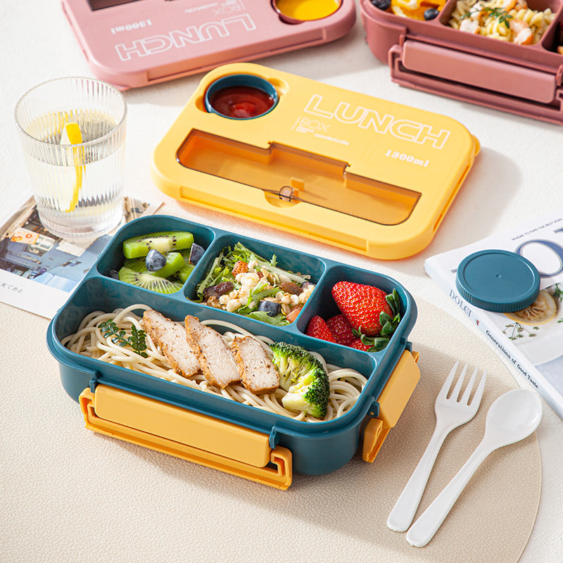 All-in-One Thermal Lunch Box Set for Kids Bento Style with Carry Bag