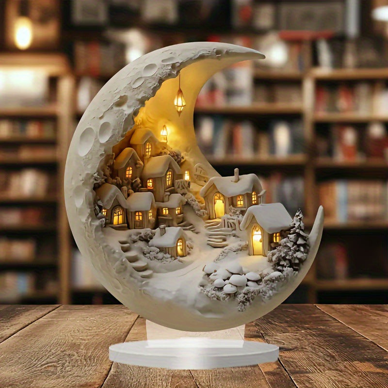 Mini Snow House with Magical Moon Light – Winter Table Decoration